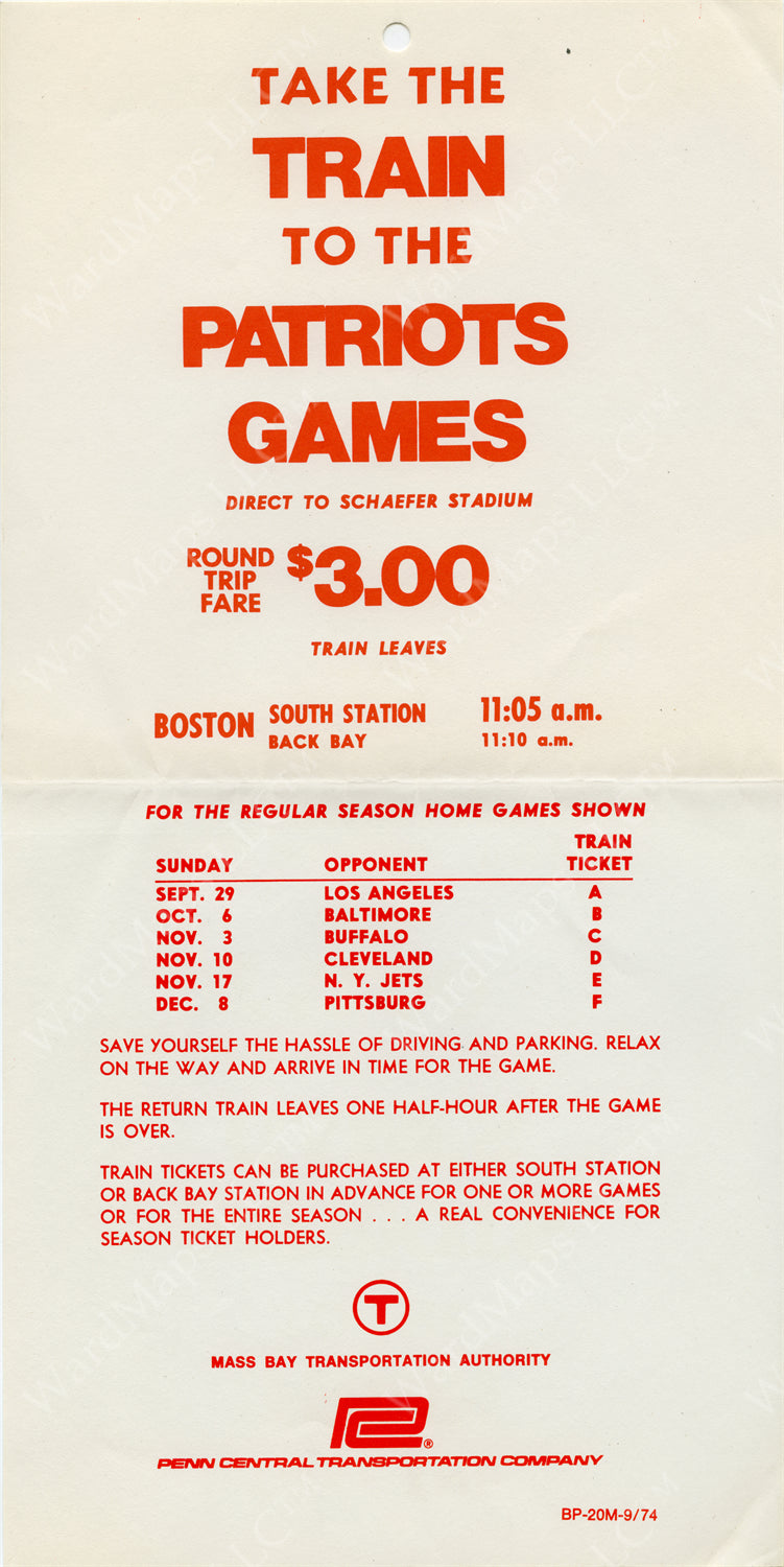 Take the Train to the Patriots Games Print Ad 1974
