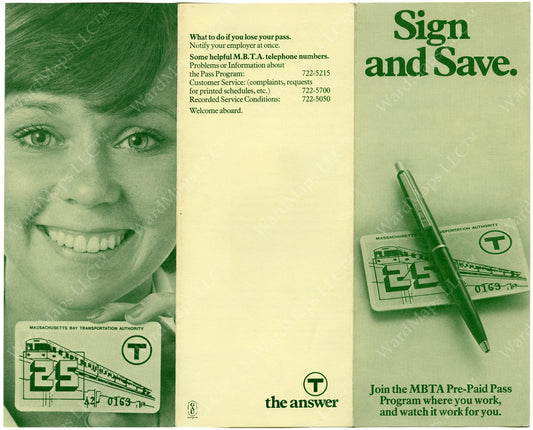 Brochure Advertising the First T Passes (Side A) 1974