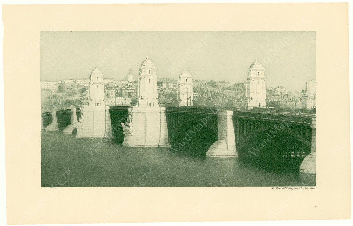Cambridge Bridge Commission Report 1909: Completed Bridge with State House Dome