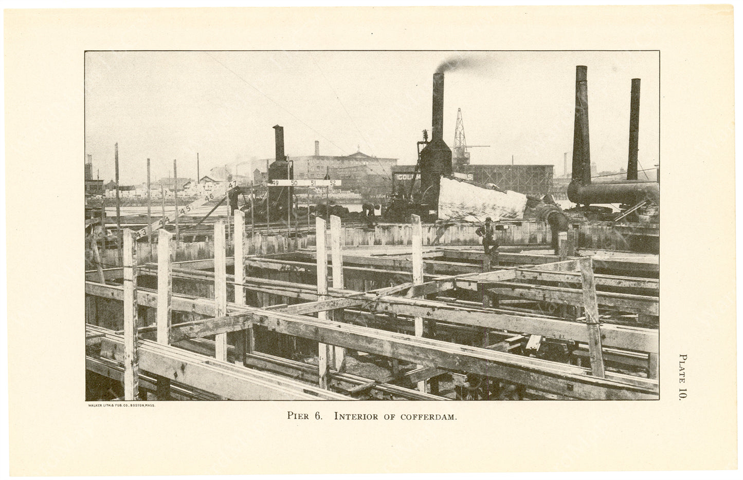Cambridge Bridge Commission Report 1909 Plate 10: Pier 6 Interior of Cofferdam