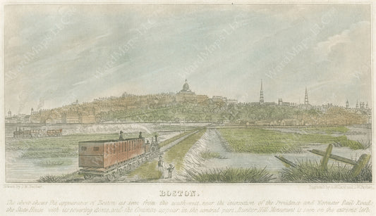Trains Crossing Boston’s Back Bay 1835