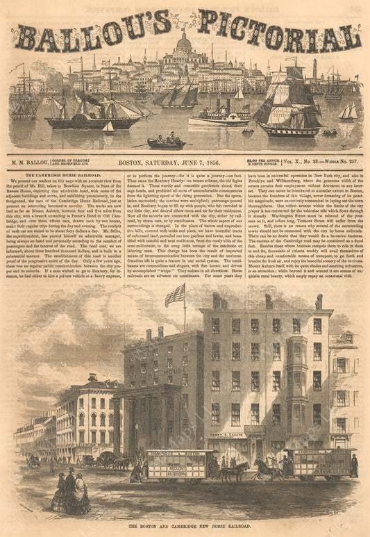 Ballou's Pictorial, June 7, 1856: Front Page