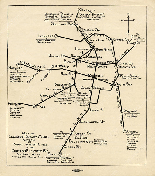 Boston Elevated Railway Rapid Transit Lines 1924