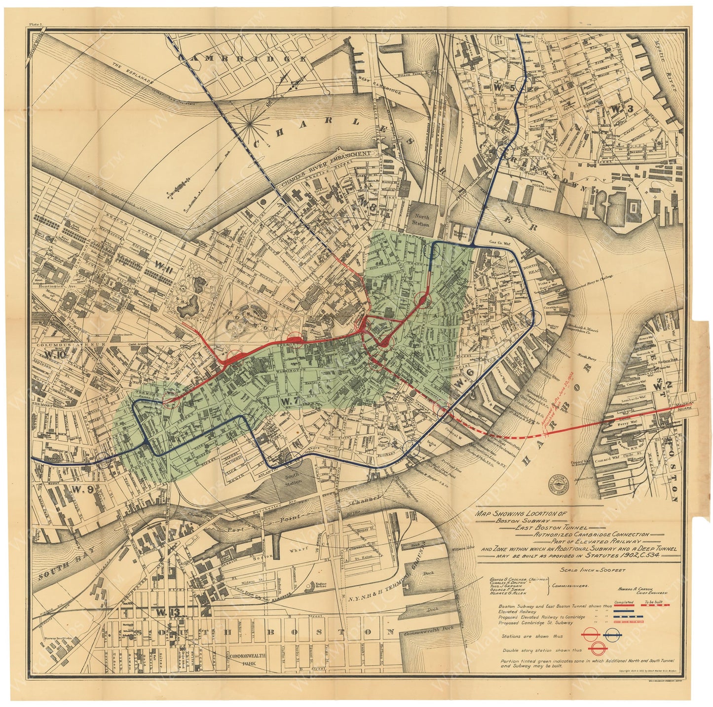 BTC Annual Report 08, 1902 Plate 01: Boston Transit Map
