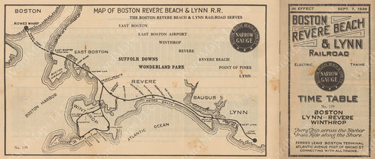 Boston, Revere Beach & Lynn Railroad Timetable #139, 1939