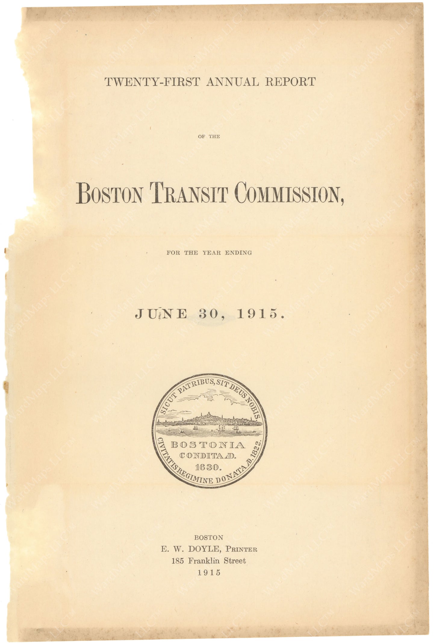 BTC Annual Report 21, 1915: Title Page