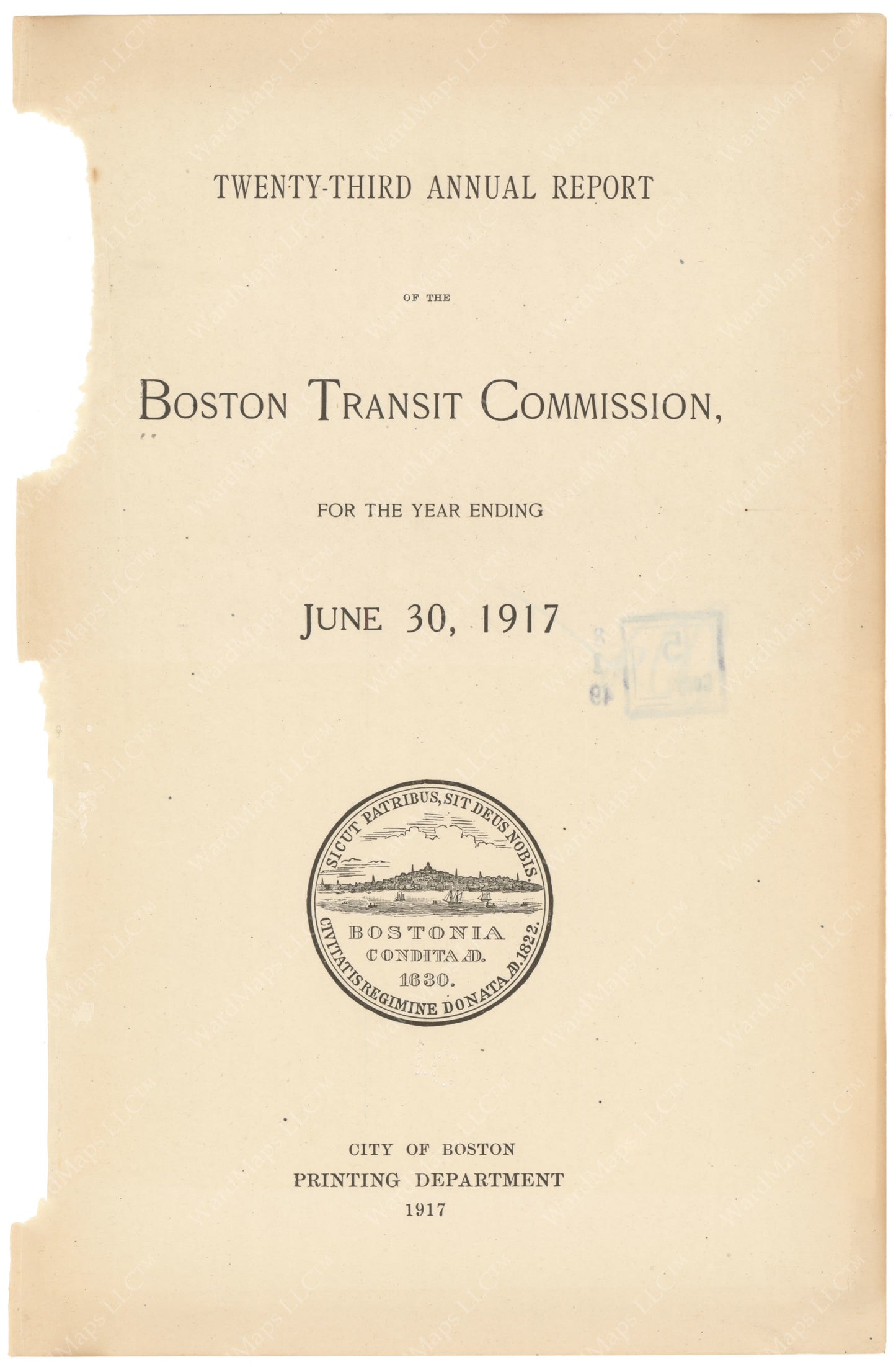 BTC Annual Report 23, 1917: Title Page