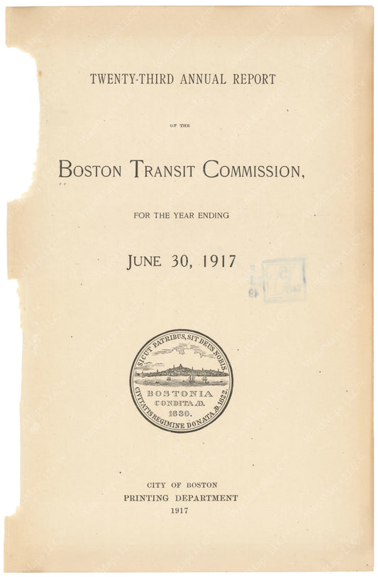 BTC Annual Report 23, 1917: Title Page