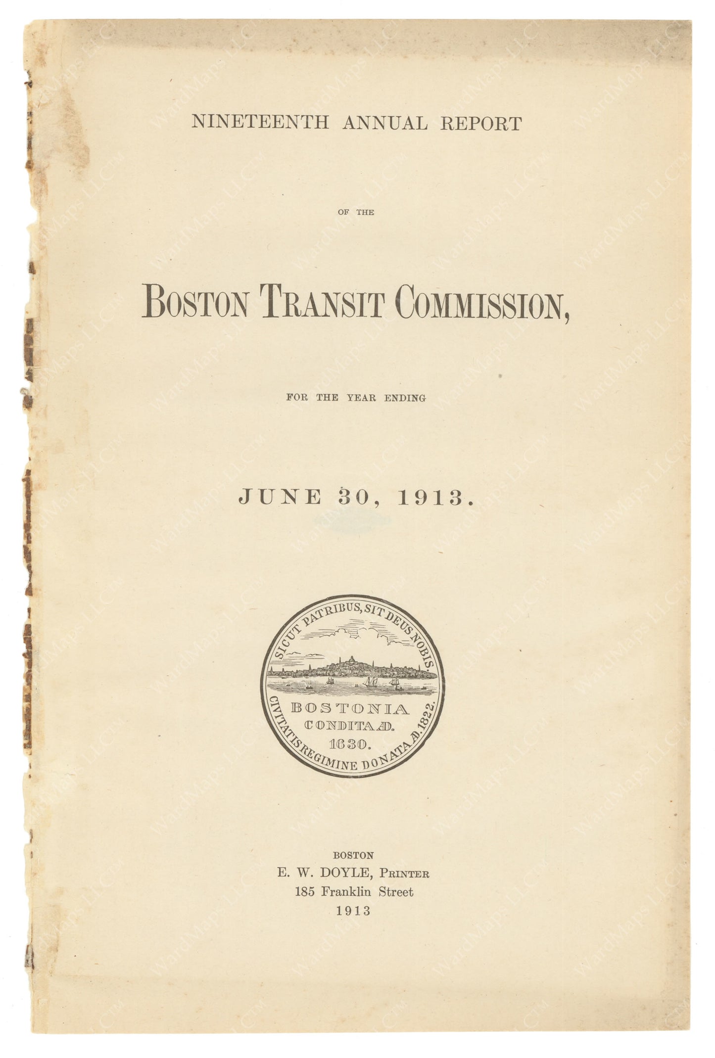 BTC Annual Report 19, 1913: Title Page