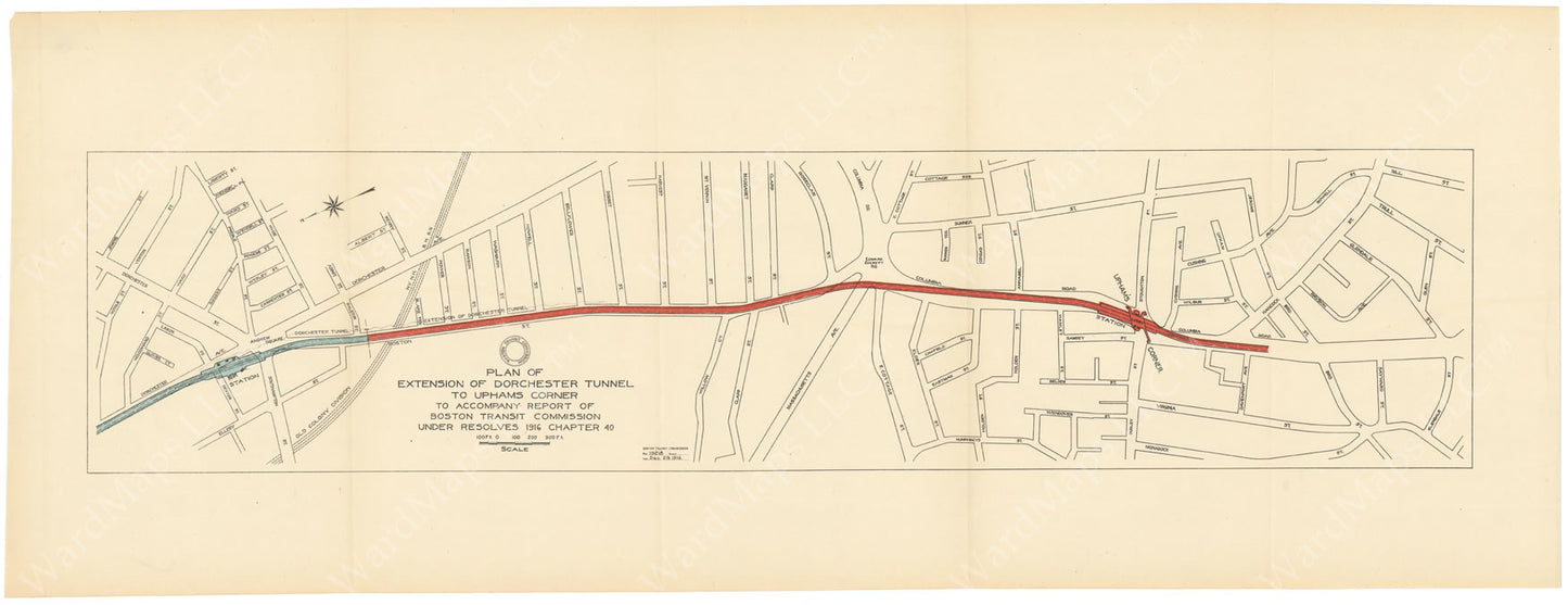 BTC Annual Report 23, 1917: Plan of Dorchester Tunnel to Uphams Corner
