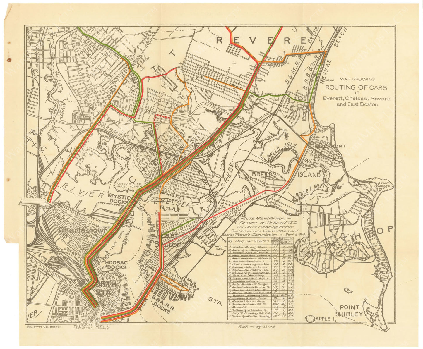 BTC Annual Report 20, 1914: Routing of Streetcars North of Boston
