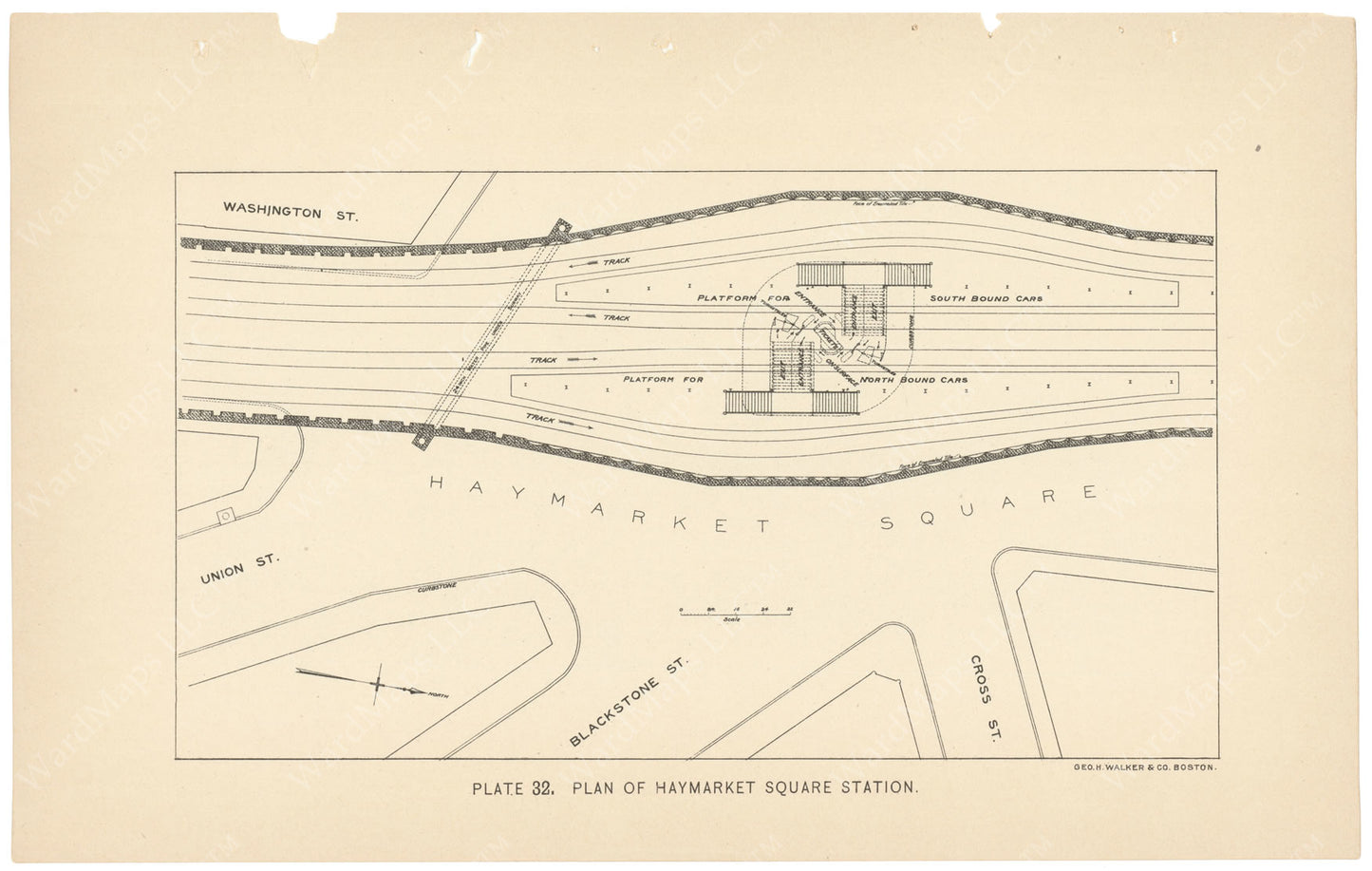 BTC Annual Report 04, 1898 Plate 32: Plan of Haymarket Square Station