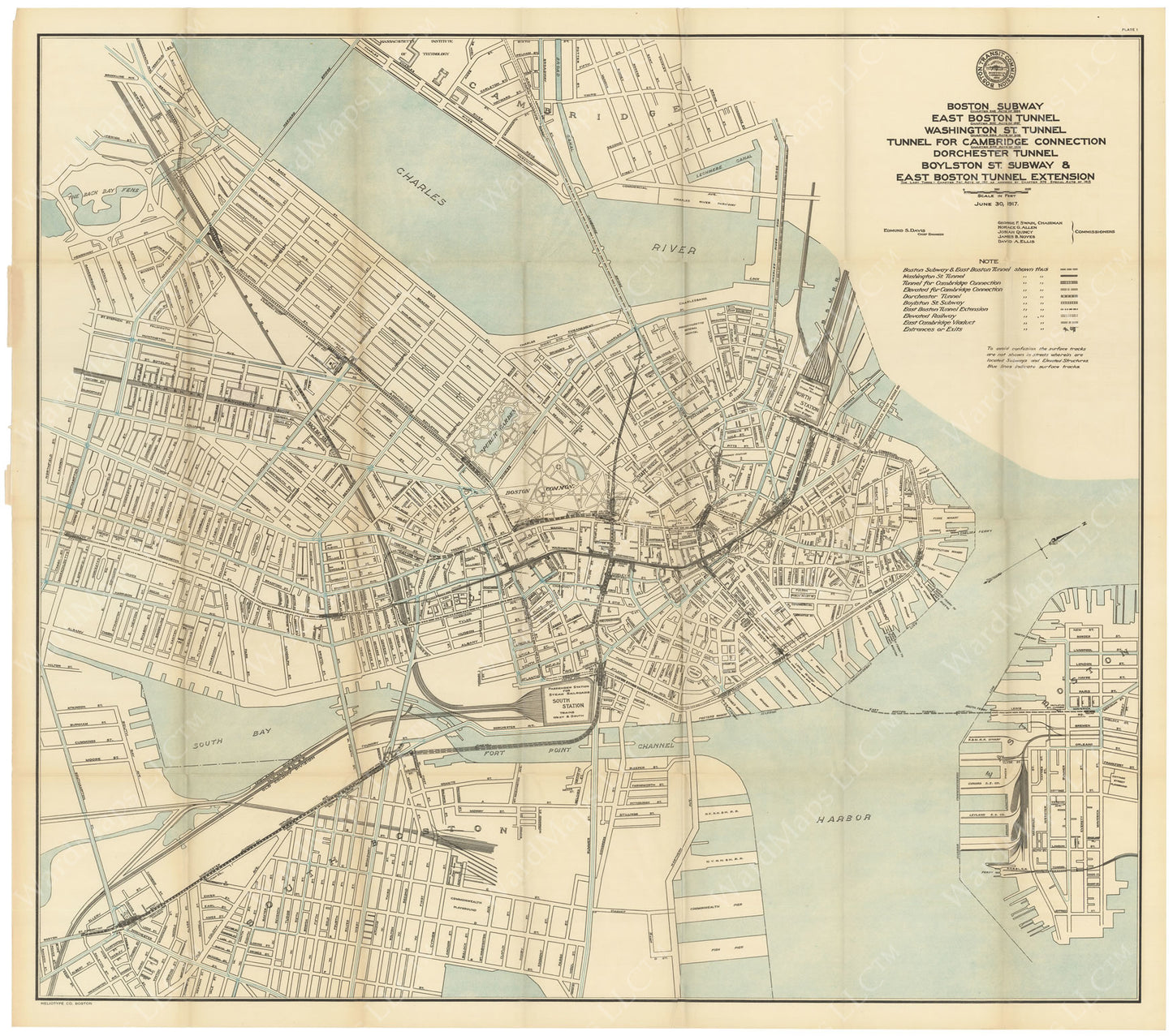 BTC Annual Report 23, 1917 Plate 01: Boston Transit Map