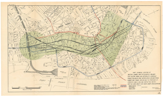 BTC Annual Report 09, 1903 Plate 01: Mapping Options for the Washington Street Tunnel