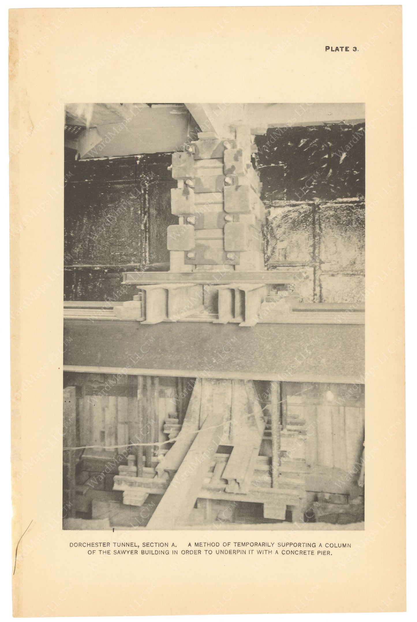 BTC Annual Report 19, 1913 Plate 03: Dorchester Tunnel, Pier Support