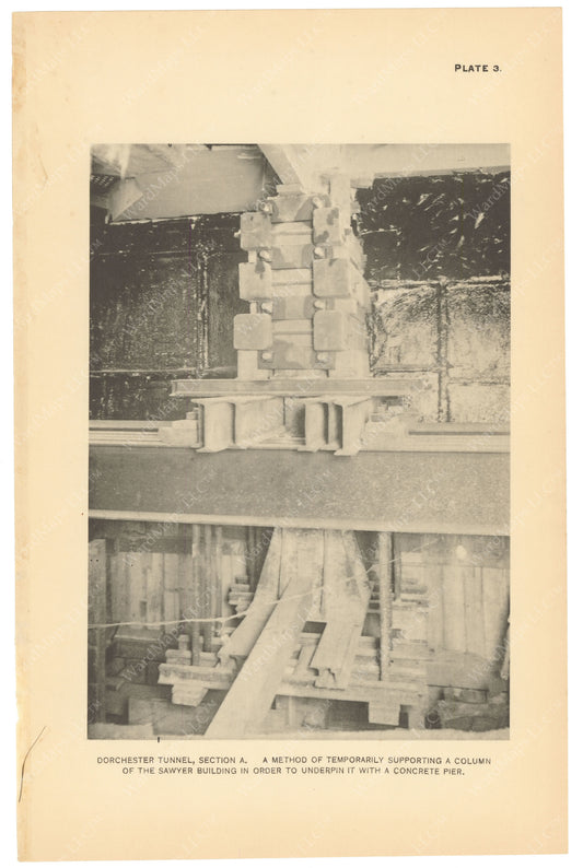 BTC Annual Report 19, 1913 Plate 03: Dorchester Tunnel, Pier Support