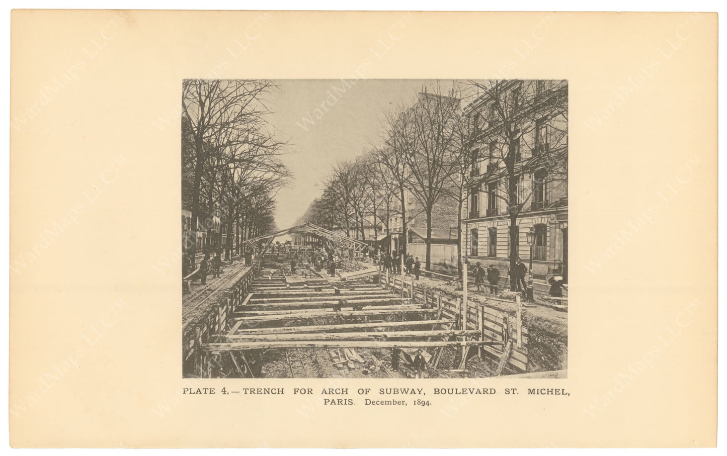 BTC Annual Report 02, 1896 Plate 04: Paris Subway, Trench at Boulevard St. Michel