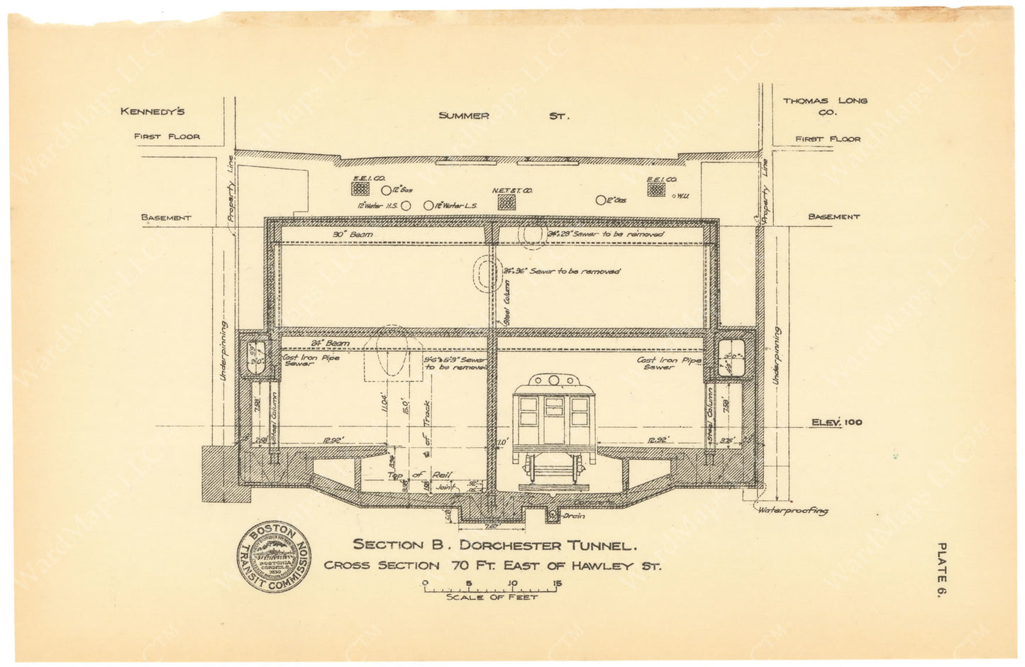 BTC Annual Report 19, 1913 Plate 06: Washington Station Cross Section