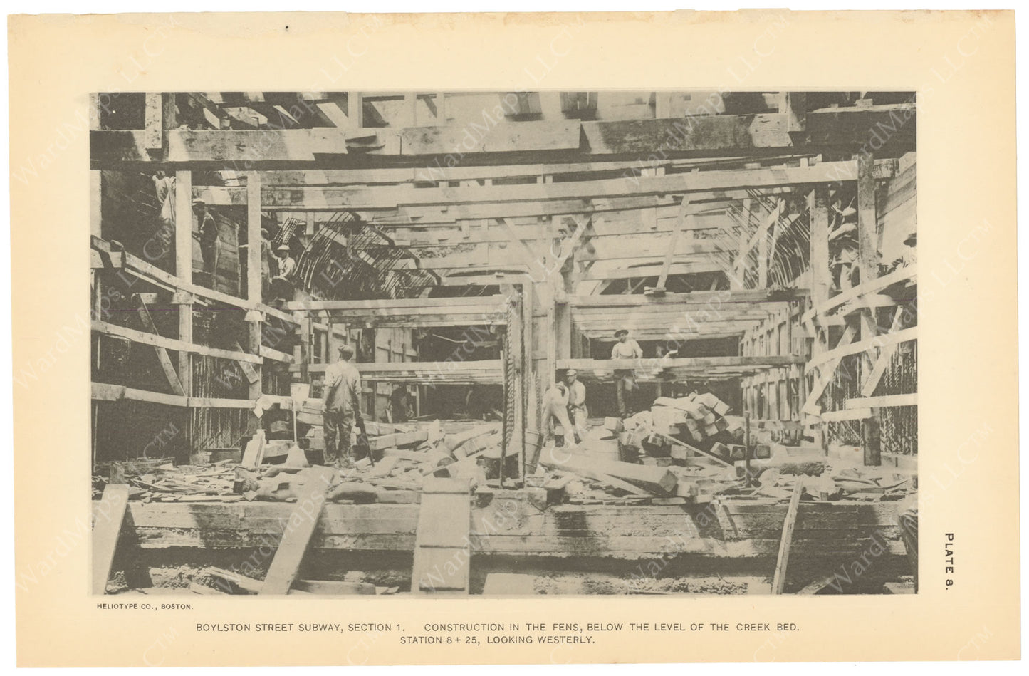 BTC Annual Report 19, 1913 Plate 08: Boylston Street Subway, Construction in Fens