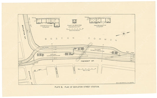 BTC Annual Report 02, 1896 Plate 09: Plan of Boylston Street Station
