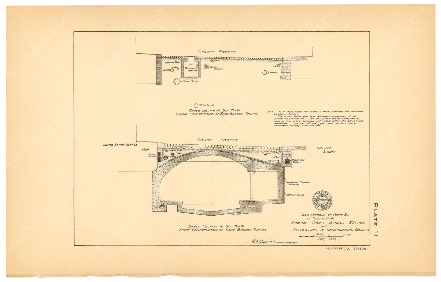 BTC Annual Report 10, 1904 Plate 11: Court Street Station Cross Section