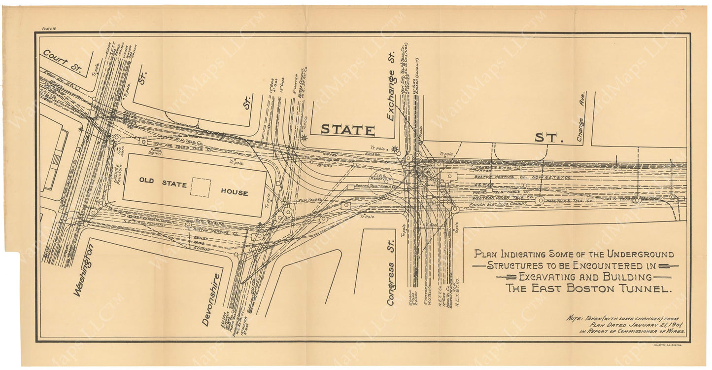 BTC Annual Report 08, 1902 Plate 16: East Boston Tunnel, State Street Structures