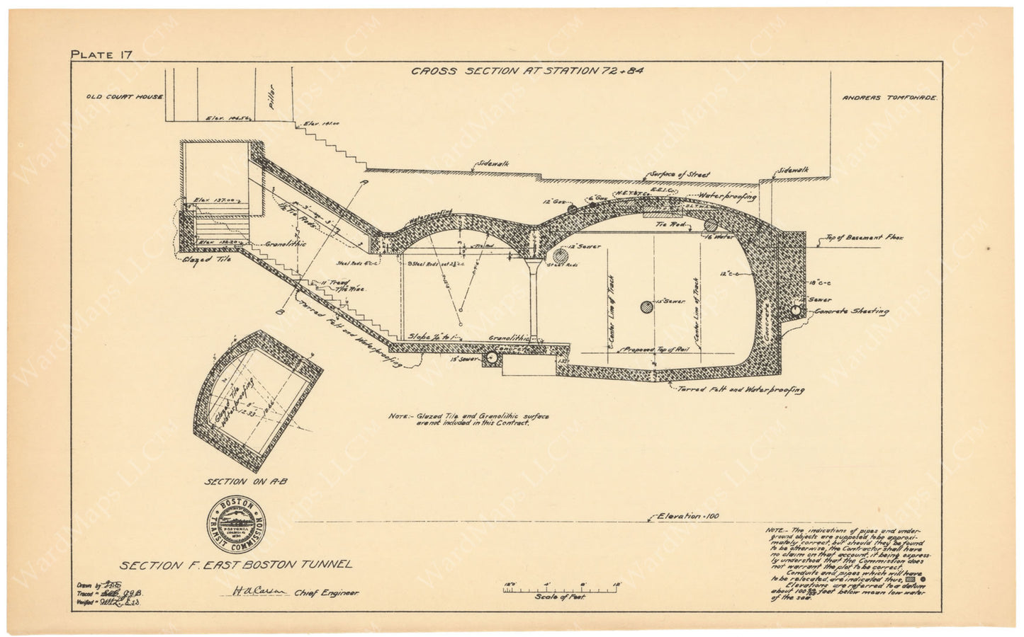 BTC Annual Report 09, 1903 Plate 17: Court Street Station Cross Section
