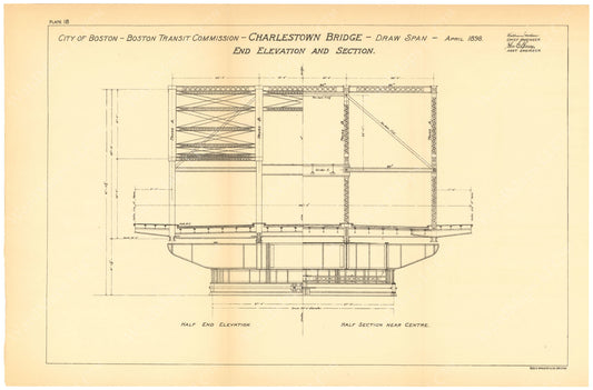 BTC Annual Report 06, 1900 Plate 18: Charlestown Bridge, Draw Elevation and Section