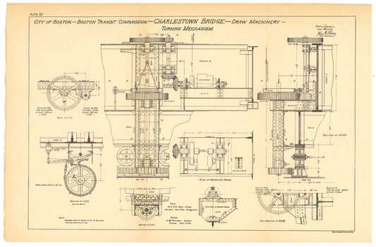 BTC Annual Report 06, 1900 Plate 20: Charlestown Bridge, Draw Turning Mechanism