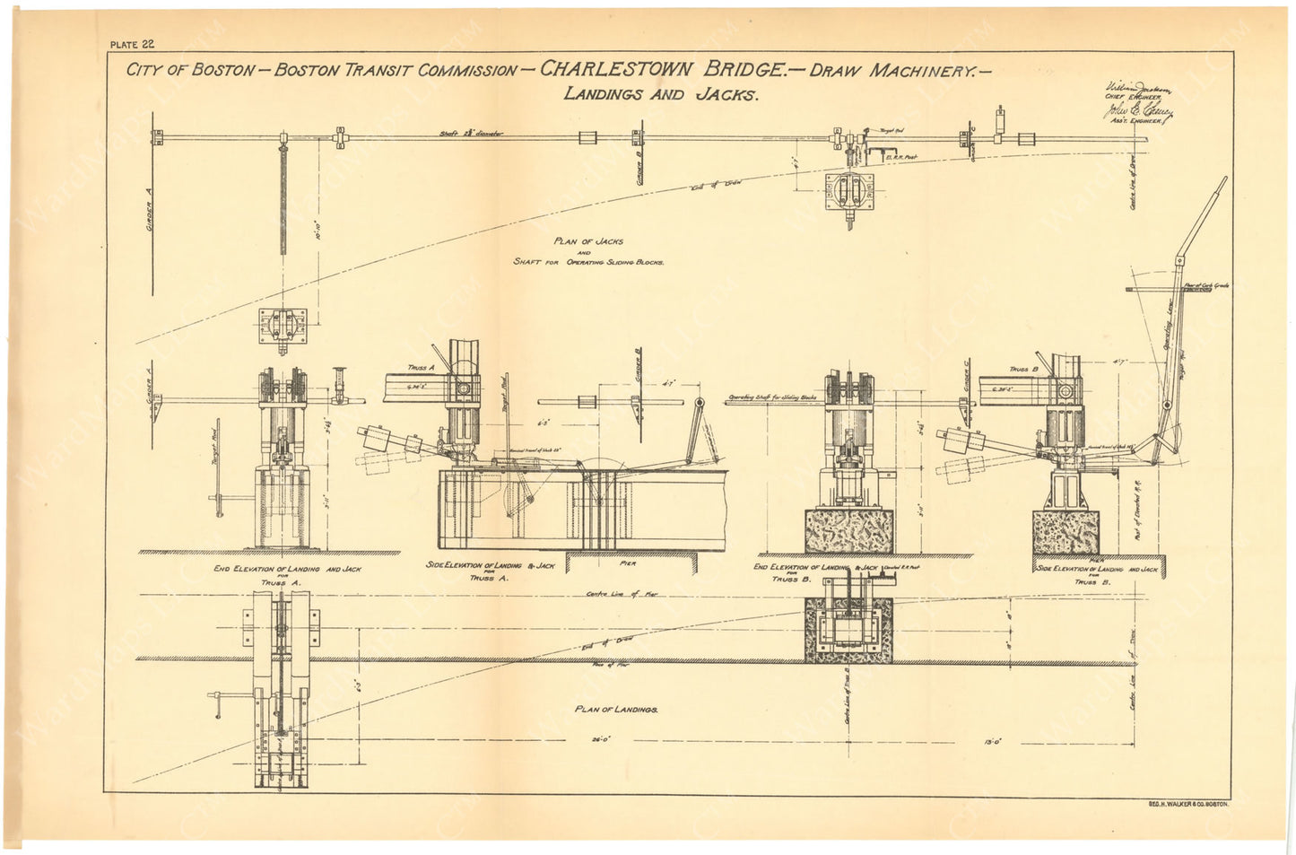 BTC Annual Report 06, 1900 Plate 22: Charlestown Bridge Draw Machinery, Landings and Jacks