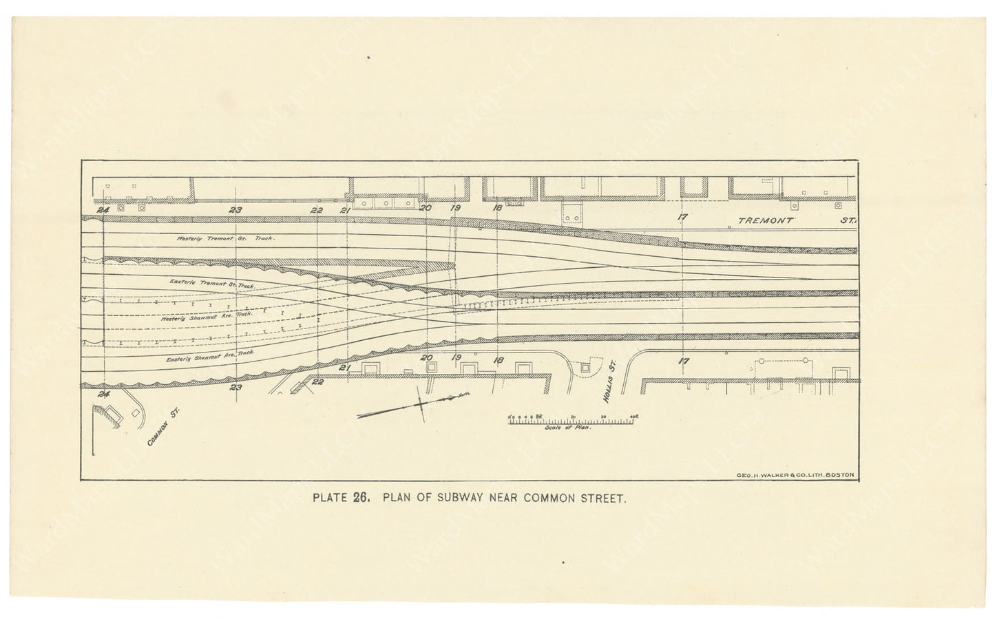 BTC Annual Report 02, 1896 Plate 26: Plan of Subway, Tremont at Common Streets