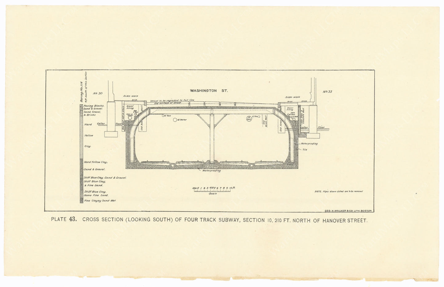 BTC Annual Report 02, 1896 Plate 43: Cross Section Four Track Subway North of Haymarket Street