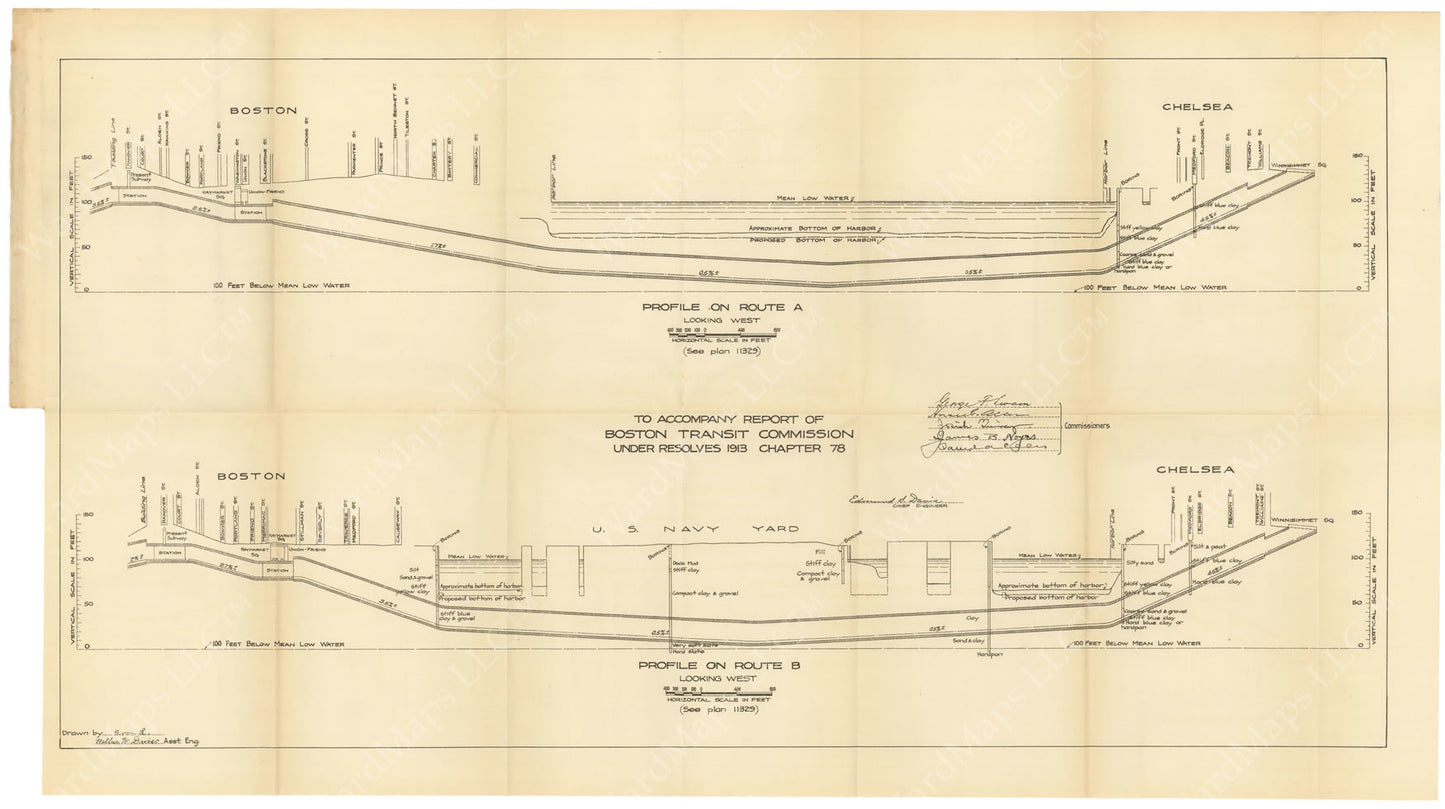 BTC Annual Report 20, 1914: Proposed Chelsea Tunnel Profiles