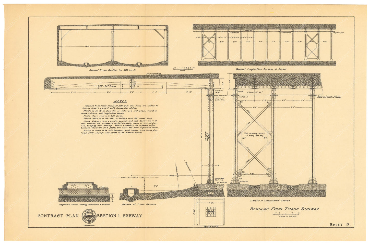 BTC Annual Report 01, 1895 Sheet 13: Regular Four Track Subway