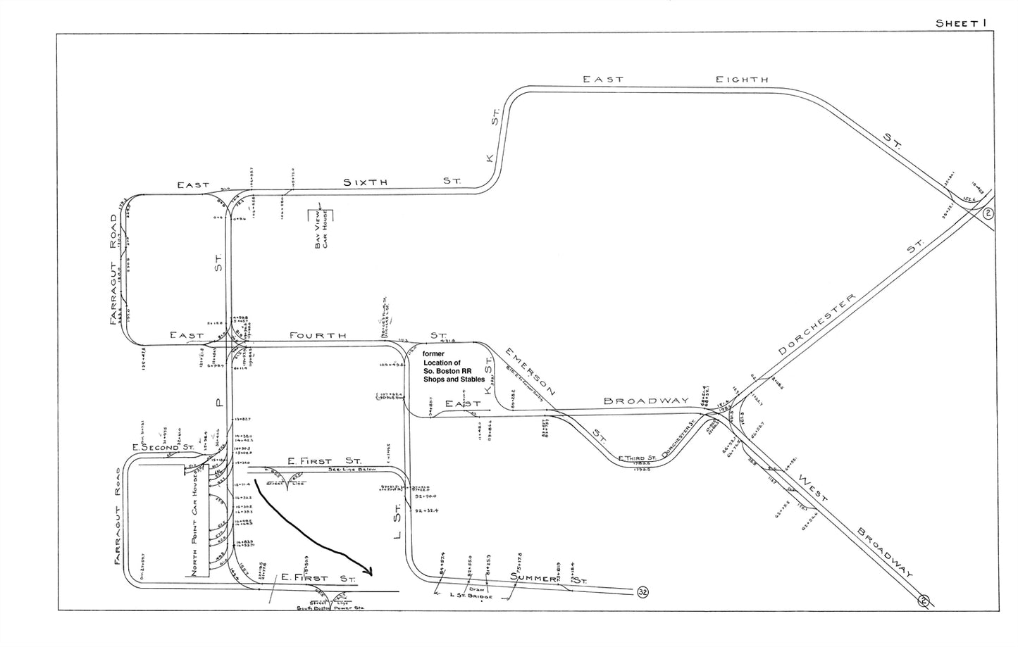 Boston Elevated Railway Co. Track Plans 1915 Plate 01: South Boston