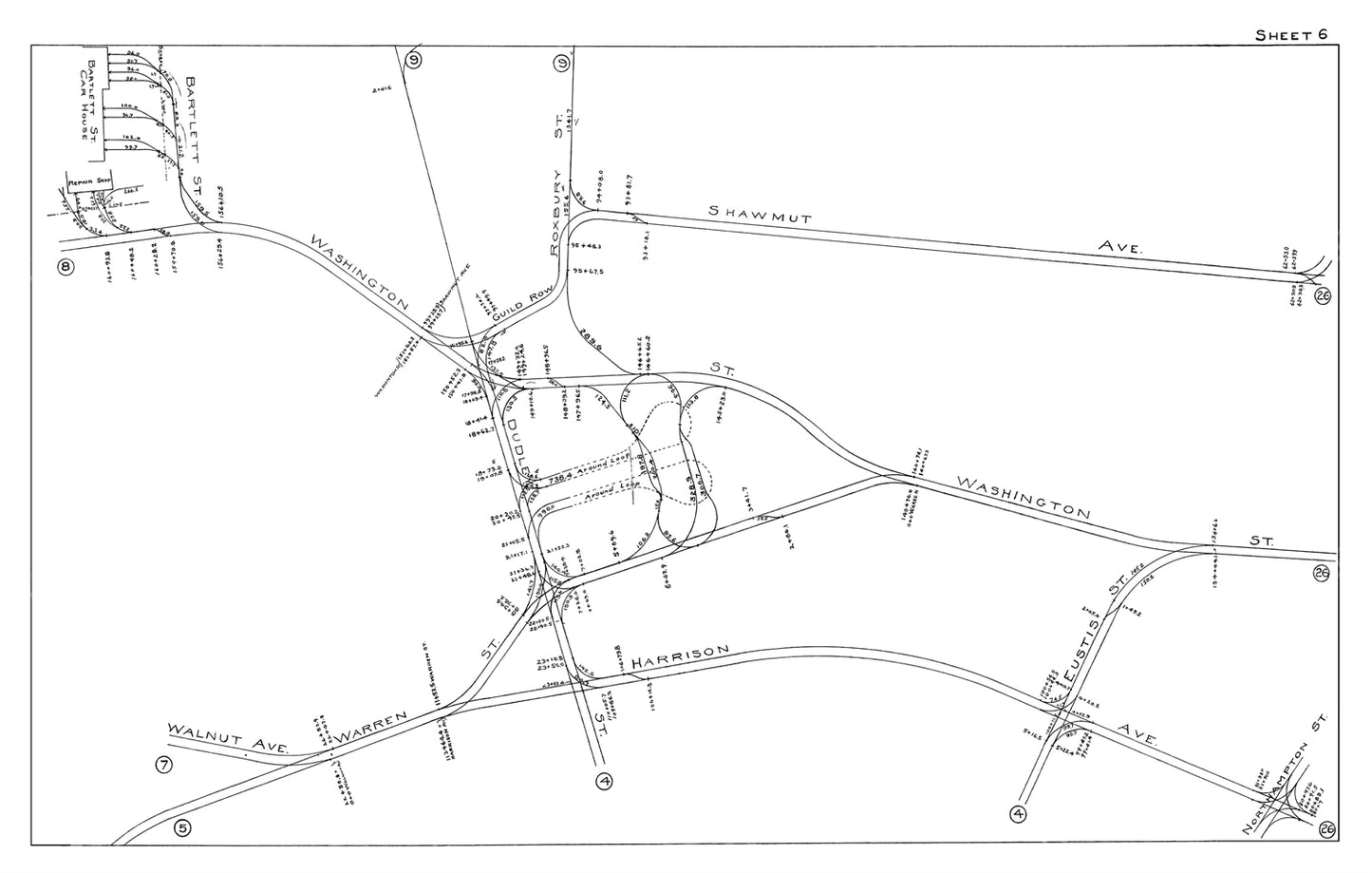 Boston Elevated Railway Co. Track Plans 1915 Plate 06: Roxbury