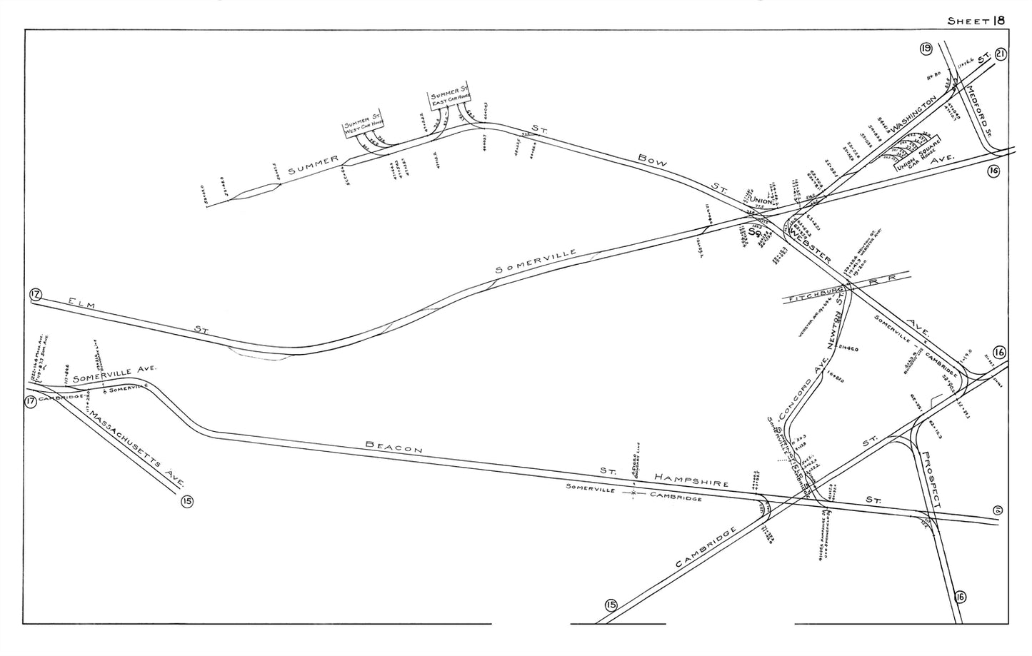 Boston Elevated Railway Co. Track Plans 1915 Plate 18: Somerville