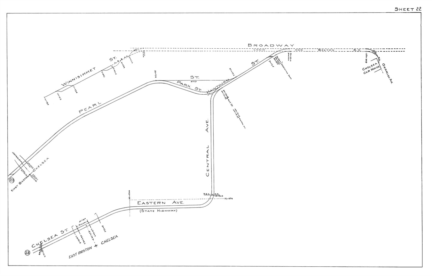 Boston Elevated Railway Co. Track Plans 1915 Plates 22: Chelsea