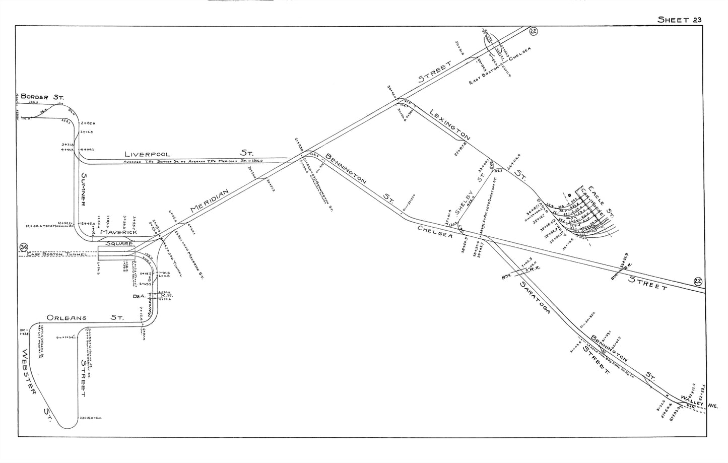 Boston Elevated Railway Co. Track Plans 1915 Plates 23: Chelsea and East Boston