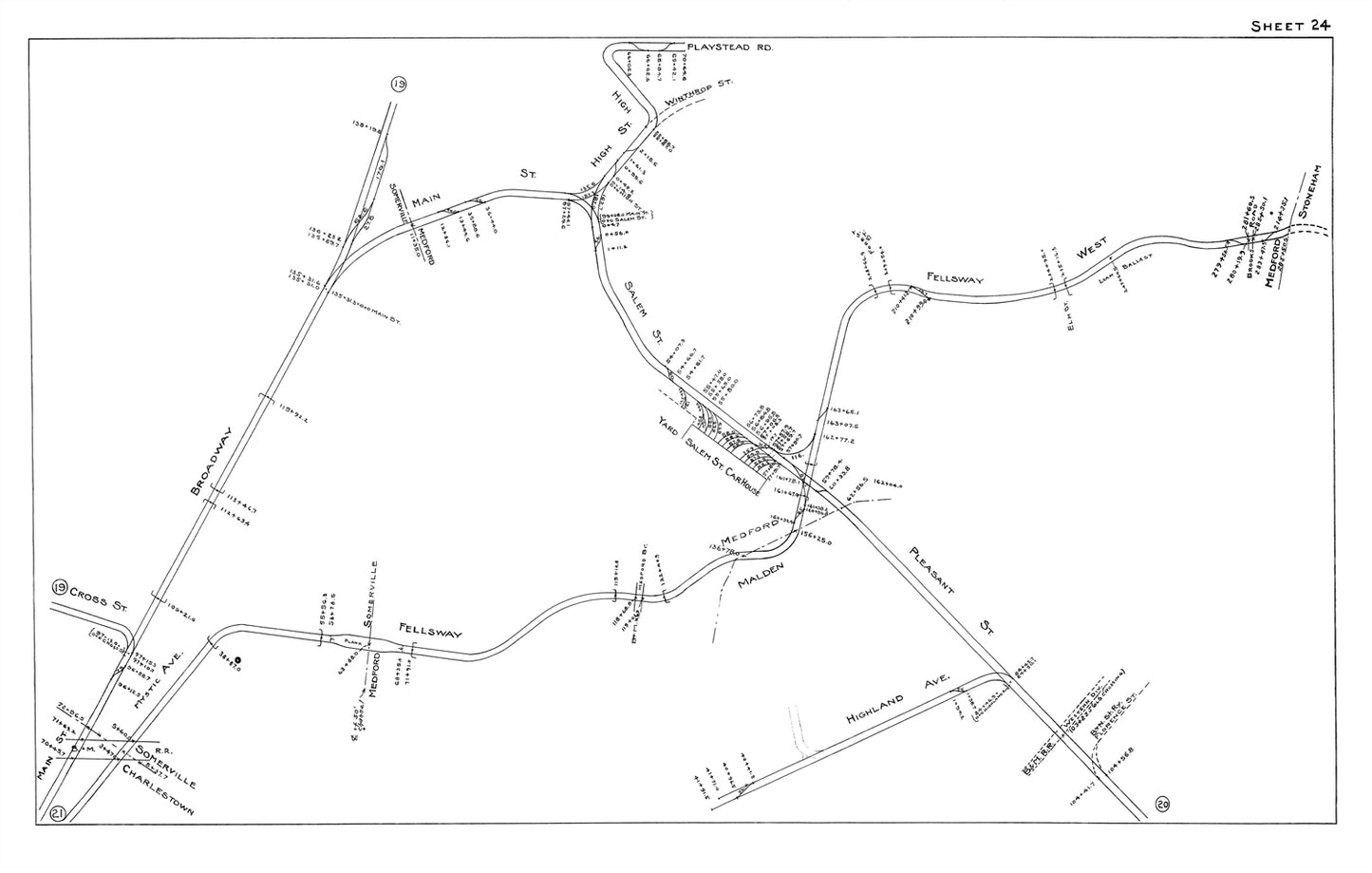 Boston Elevated Railway Co. Track Plans 1915 Plates 24: Medford