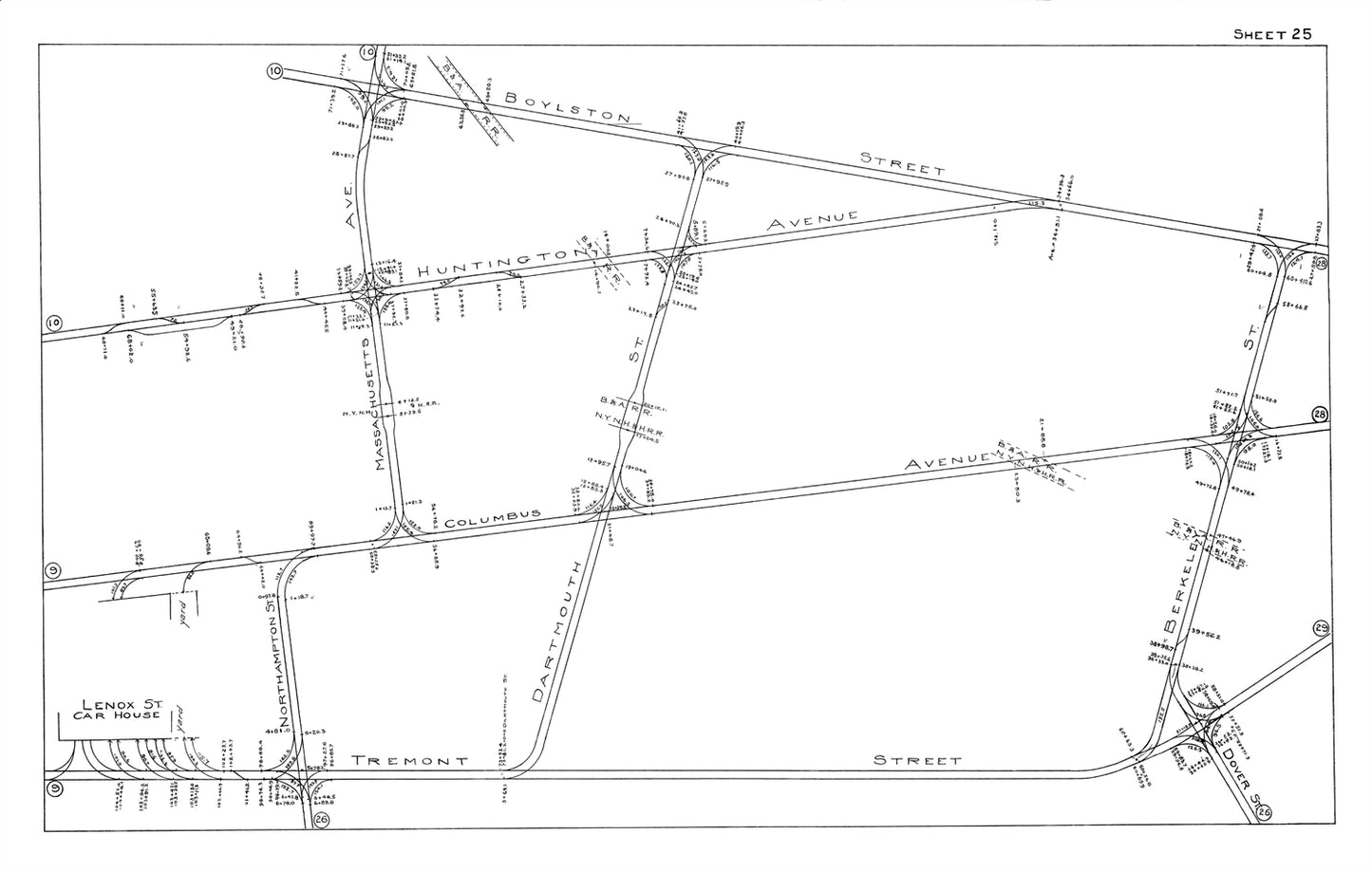 Boston Elevated Railway Co. Track Plans 1915 Plates 25: Boston - Back Bay