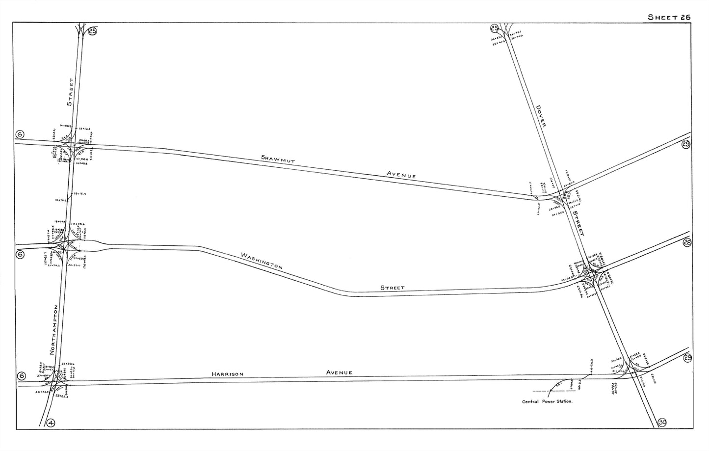 Boston Elevated Railway Co. Track Plans 1915 Plate 26: Boston - South End