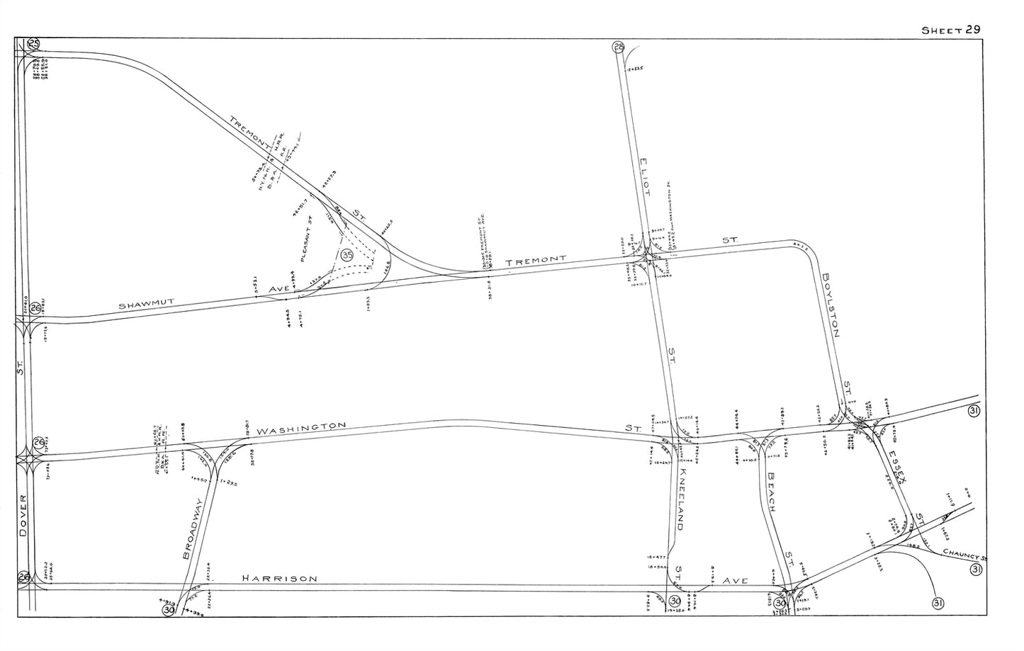 Boston Elevated Railway Co. Track Plans 1915 Plate 29: Boston - Bay Village