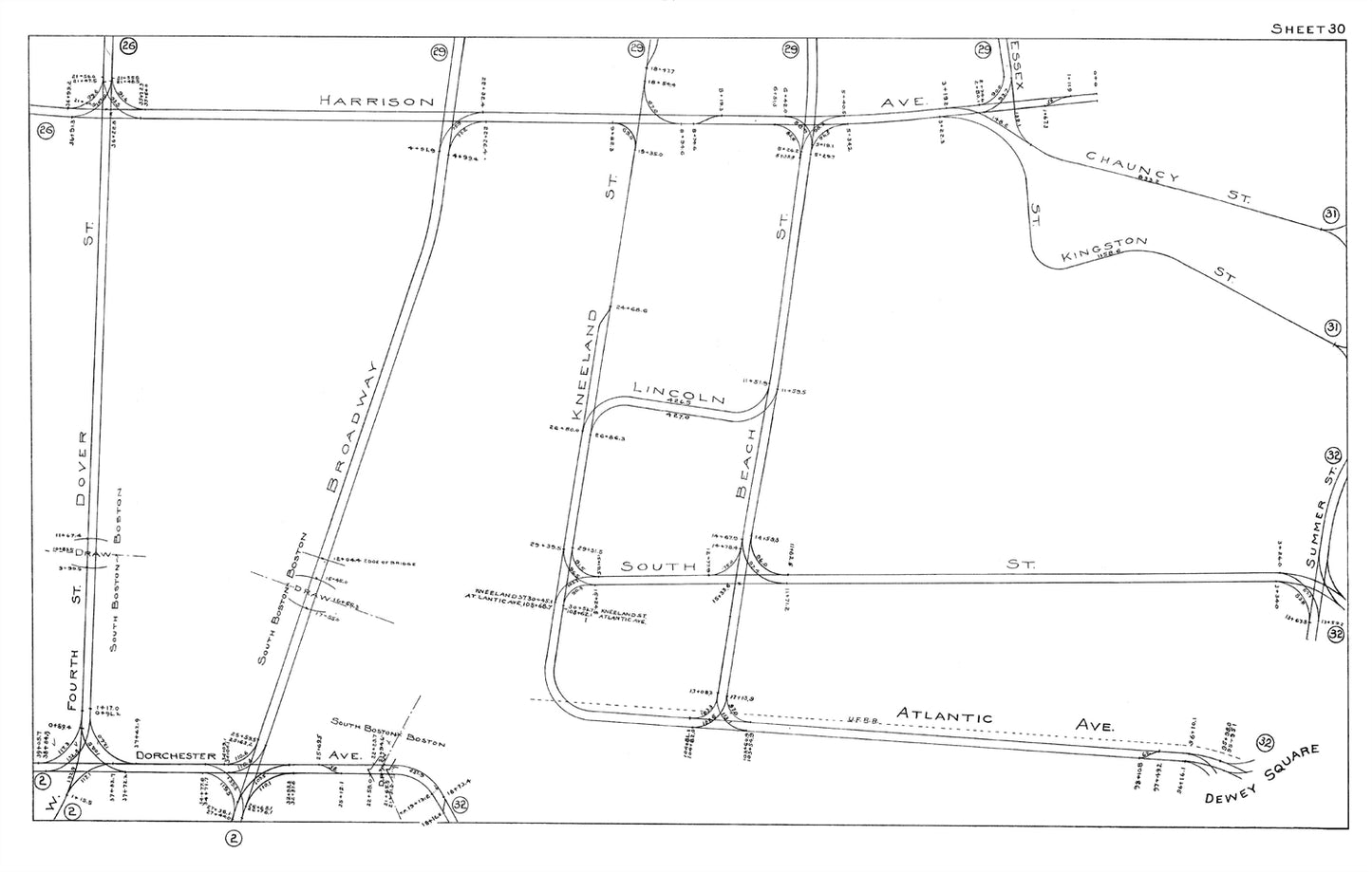 Boston Elevated Railway Co. Track Plans 1915 Plate 30: Boston - South End