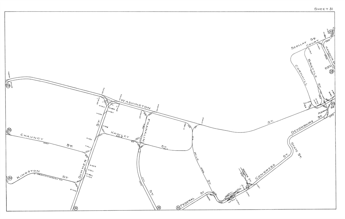 Boston Elevated Railway Co. Track Plans 1915 Plate 31: Boston - Downtown