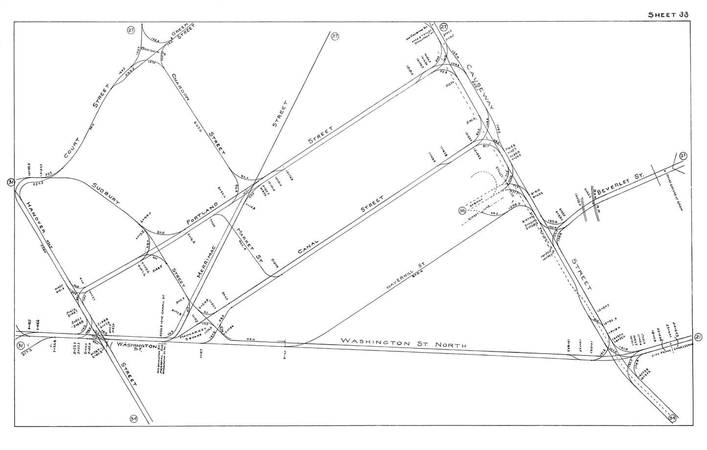 Boston Elevated Railway Co. Track Plans 1915 Plate 33: Boston - North Station North End