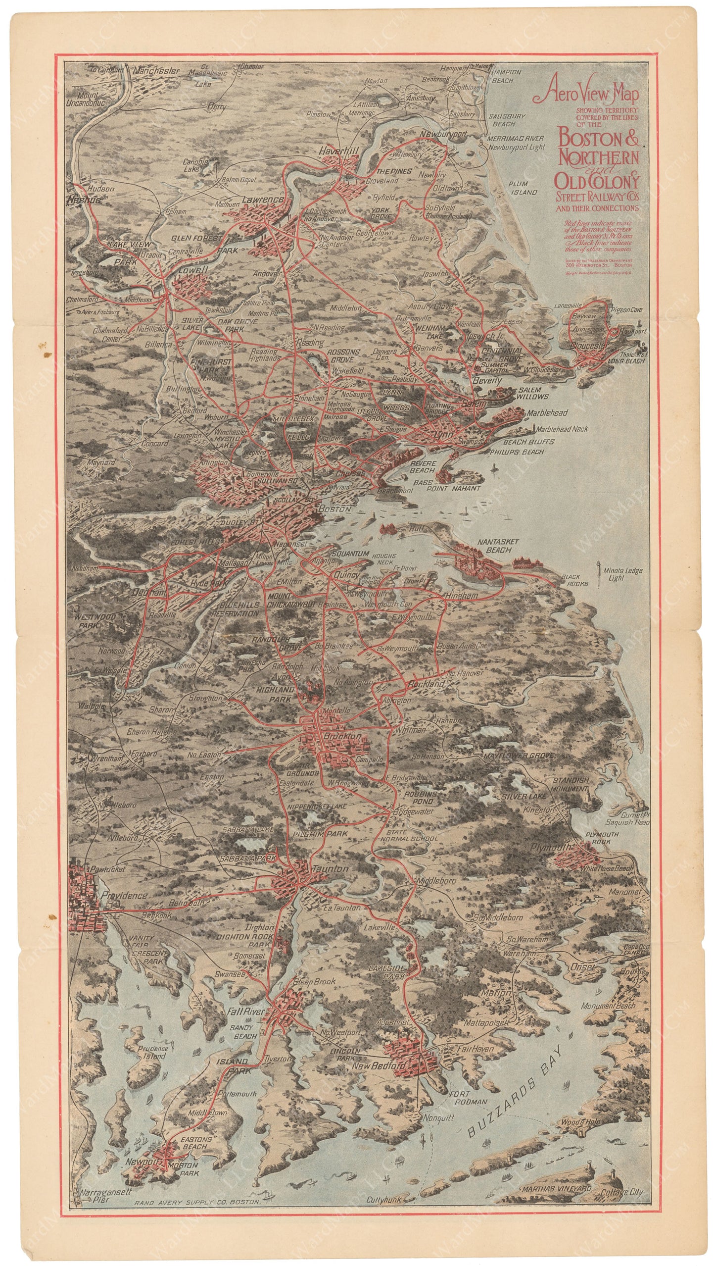 Bay State Street Railway Co. System Map 1911