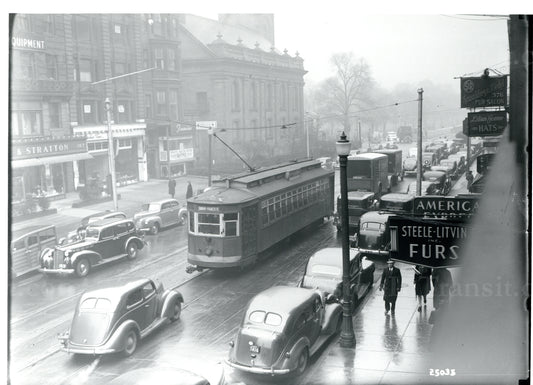 Center-Entrance Streetcar #6211 on Boylston Street at Arlington Street Circa 1940s