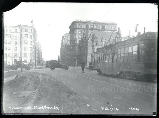 Center-Entrance Streetcar at Massachusetts and Commonwealth Avenues 1924