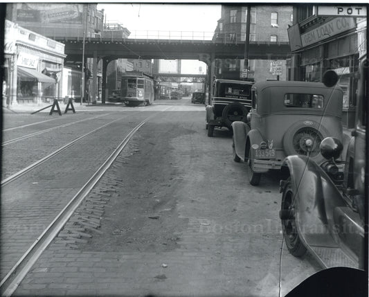 Streetcars on Broadway in South Cove, Boston, Circa 1930s